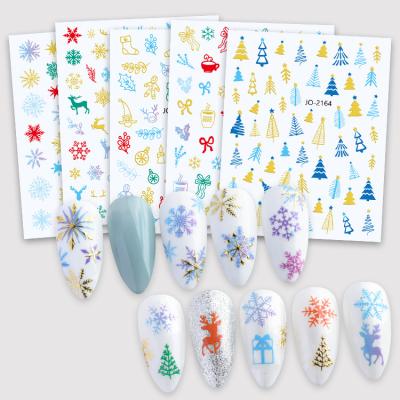 China DIY Manicure Winter New Christmas 3D Nail Sticker Snowflakes Santa Birds Trees Cartoon Decal Christmas Nail Stickers for sale