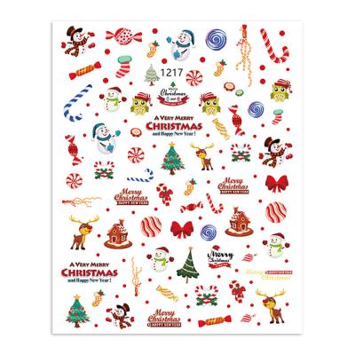 China DIY Manicure 2022 Winter New Christmas 3D Nail Sticker Snowflakes Santa Birds Trees Cartoon Decal Christmas Nail Stickers for sale