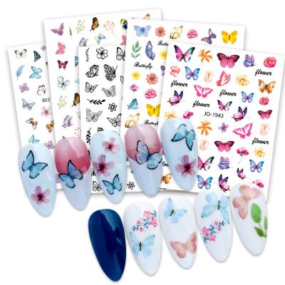 China Convenient 2022 Hot Sale High Quality Butterfly Flower Stickers Diy 3d Nail Decals Butterfly Flowers Nail Art Stickers for sale