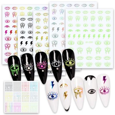 China Shiny Hot Sale High Quality New Designs 3d Evil Eye Stickers Nail Art Evil Eyes Mini Nail Art Decals for sale