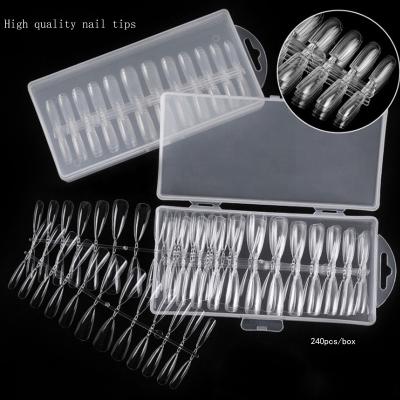 China Eco-friendly ABS Glitter Nail 240pcs Clear ABS Artificial False Nail Tips Acrylic Press On Nails Artificial Fingernails Full Cover Acrylic Nails Tips for sale