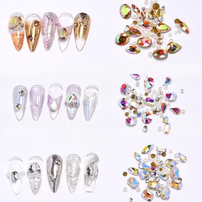 China Extremely Shiny Wholesale Mixed Shape Diamond Pearl Other Nail Art Diy 3D Nail Art Decorations Rhinestone Kit Nail Art Set for sale