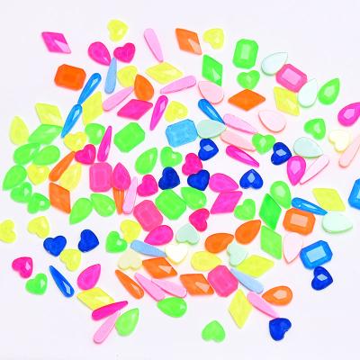 China Shiny New Fluorescent Flat-bottomed Special-shaped Glass Rhinestone Mixed Color Decorative Rhinestones Nail Art Accessories for sale