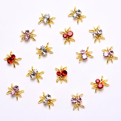 China Shiny Hot Sale Alloy Spider 3D Nail Art Charm Alloy Rhinestone Nail Retro Halloween Spider Other Nail Art Sticker Jewelry for sale