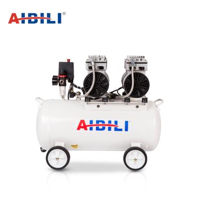 China Most Popular Aire 50L Two Cylinders Compressor Oil Free Small Dental Dry Powder Paint Silent Compressor Oil Free for sale