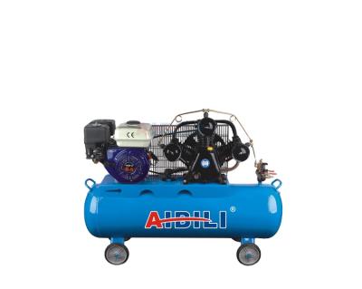 China Lubricated 6.5hp Three Cylinder Gasoline Engine 100L Belt Driven Air Compressor For Sale for sale