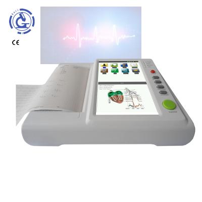 China Metal ecg supplier CE ISO certificated electrocardiograph LED display 12 channel 12 lead ECG digital electrocardiogram for sale