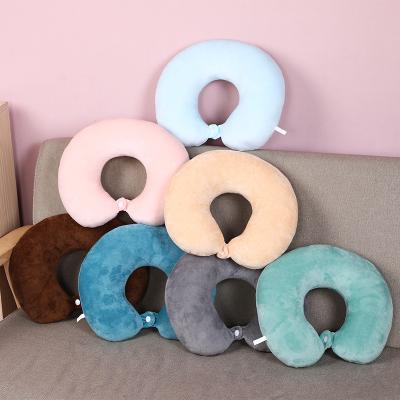 China Creative Pure Color Car Neck Pillow Anti-Apnea Single Soft U Shaped Cotton Padded Pillow Rest for sale