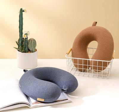 China New High Quality Lattice U Pattern Neck Pillow Travel Pillow Cotton Anti-Apnea Slow Bound U Shaped Pillow for sale