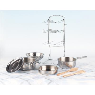 China 11.8*11.8*33CM Preschool Role Play Toys Stainless Steel Kitchen Cooking Play Set for sale