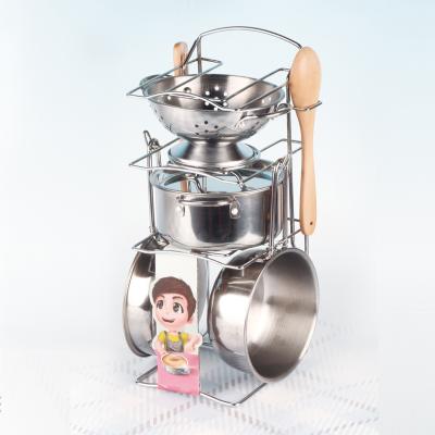 China Cooking Preschool Role Play Toys Stainless Steel Kitchen With Shelf For Kids for sale