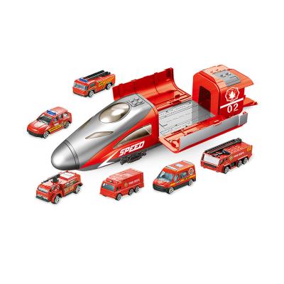 China Train Game Toys For Children, Train Toy With Diecast Fire Trucks Storage zu verkaufen