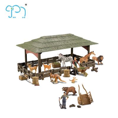 China Asian Zoo Kids Plastic Toy Wild Animal Set Farm Equipment Four Mixed for sale