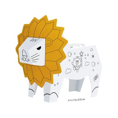 China Educational Musical Graffiti Jigsaw Puzzle Colored Lion DIY Corrugated Paper Painting Toys à venda