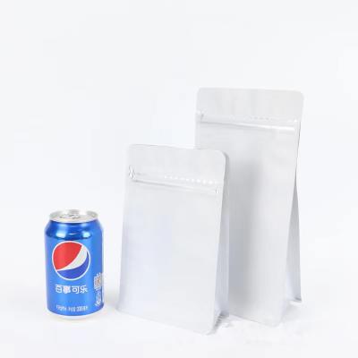 China Matte White Flat Bottom Zipper Recyclable Paper Bags Customized Coffee Bag Snack Food Coffee Kraft Paper LOGO Luxury Reusable Aluminum Foil for sale