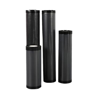 China Moisture Proof Heat Seal In Stock A3 Embossed Sealer Vacuum Black Clear And Black Roll Bag Bag for sale