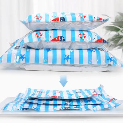 China Blue stripe minimalist vacuum bag storage vacuum bags clothes space saver vacuum storage ziplock bag for household for sale