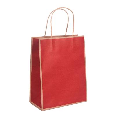 China Craft Paper Bag Clothing Paper Shopping Bag Handle Biodegradable Red Flat Paper Bag for sale