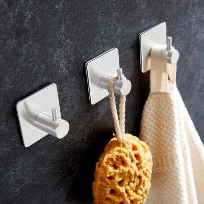 China Viable Self-adhesive Kitchen Wall Hooks Bathroom Accessories Kitchen Robe Hooks Metal Robe Coat Wall Hanging Hook for sale