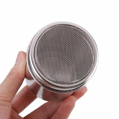 China Sustainable 304 Stainless Steel Coffee Chocolate Duster Shaker Dense Wire Mesh BBQ Spice Shake Salt Pepper Bottle for sale