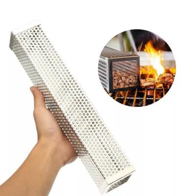 China Amazon Stainless Steel Mesh Tube Smoker Generator Bq Grill Mesh Tube Squsre BBQ Smoker Hot Selling Smoking Box Easily Cleaned for sale