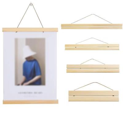 China New Style USA DIY Modern Teak Poster Hanger Magnet Wooden Hanging Frame For Artwork Canvas Prints for sale