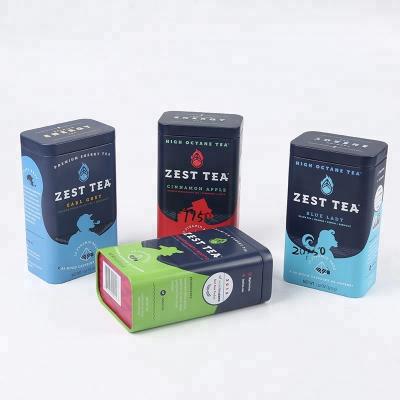 China Eco Friendly Rectangle Tea Cans Rectangle Tea Tin Packaging Metal Tin Containers for sale