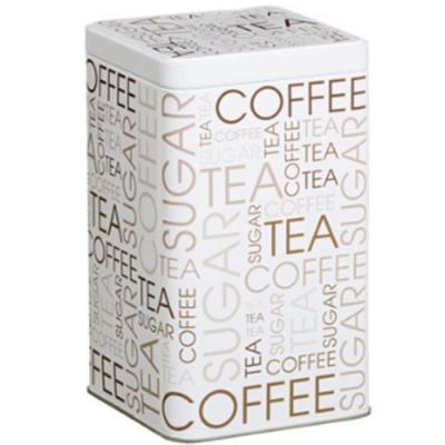 China Tea& Coffee Square Coffee Tea Tin Boxes Metal Storage Tin Box With Inner Plug Lid for sale