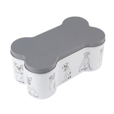 China Recycle Special Shaped Dog Bone Shaped Metal Tin Packaging Box With Removable Lid for sale