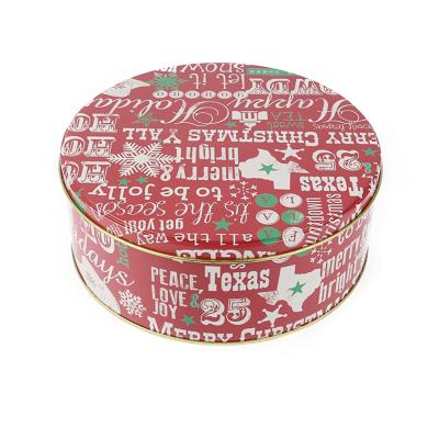 China Recycled Materials Christmas Round Tin Boxes Gift Boxes With Large Capacity for sale