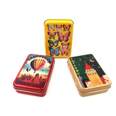 China Hot Selling Recycled Materials Rectangle Metal Tin Customized Printing Boxes With Hinge Lid for sale