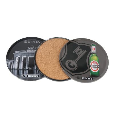 China A workable set of custom printed round design metal tin beer coaster mug coaster, welcome OEM for sale