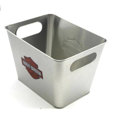 China Sustainable Rectangle Metal Tin Beer Buckets Metal Ice Bucket Storage Box zu verkaufen