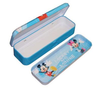 China Stationery Double-ornamented Reused Materials Kit Metal Tin Pencil Case for Student Pencil Box for sale