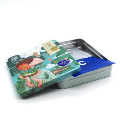 China Recycle Custom Logo Printing Rectangle Metal Cosmetic Tin Boxes With Removable Lid Te koop