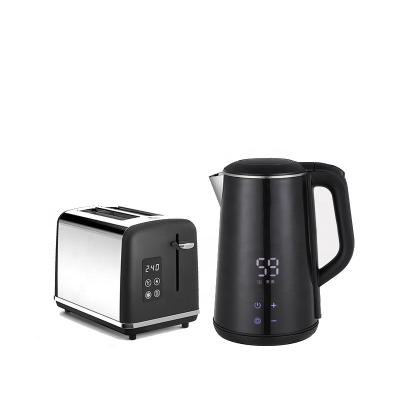 China Protection Home Appliance Breakfast Boil-Dry Set Include 1.6L Smart Touch Electric Kettle 2 Slices Smart Electric Toaster for sale