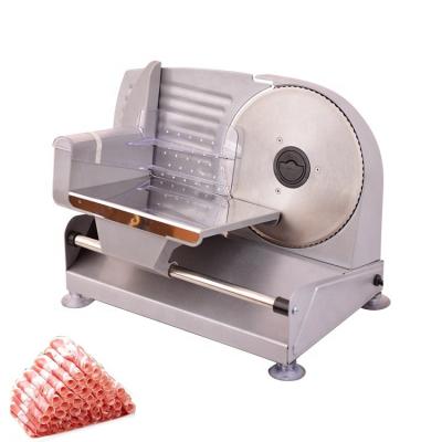 China Meat Processing Equipment 19cm Stainless Steel Blade Slices Thickness Adjustable Home Use Electric Silver Frozen Meat Slicer for sale