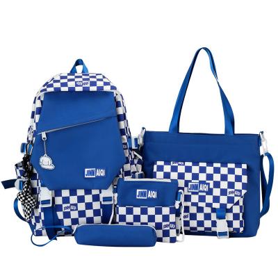 China 2022 new fashion trend plaid ladies backpack checkerboard color checkerboard backpack pen bag anti-theft unisex sets mixed college student backpack for sale