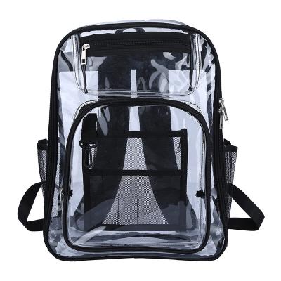 China RTS PVC Large Capacity Clear Waterproof Transparent Student Backpack Customized Logo School Outdoor Waterproof Casual Backpack Unisex for sale