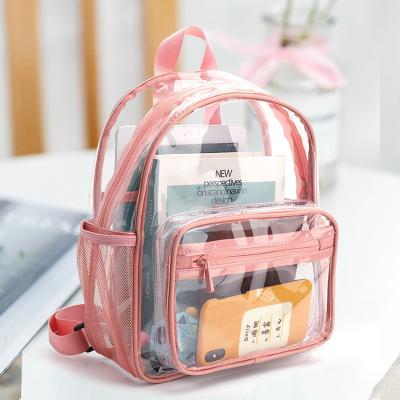 China Custom Logo Waterproof Clear Book Bags Jelly Waterproof Students Women Mini Kids Backpacks Small PVC Waterproof Transparent Backpack for sale