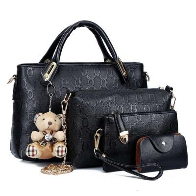 China New high quality luxury elegant bear ornaments mother bag four-piece ladies handbag hanging diagonal shoulder bags for sale