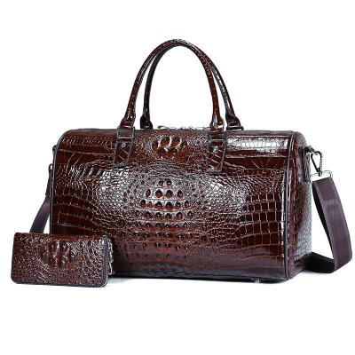 China Durable Travel Tote Cubes Luxury Crocodile Leather Duffel Bag Set Purse Luxury Travel Bag Waterproof Mens Luggage Cowhide Leather Duffel Bag for sale