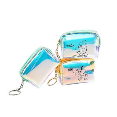 China 100% Small Ring Pouch Kids Purse Bank Laser Coin Purse Kids Mini Cartoon Wallet Eco-friendly PVC Handbag Waterproof Card Holders for sale