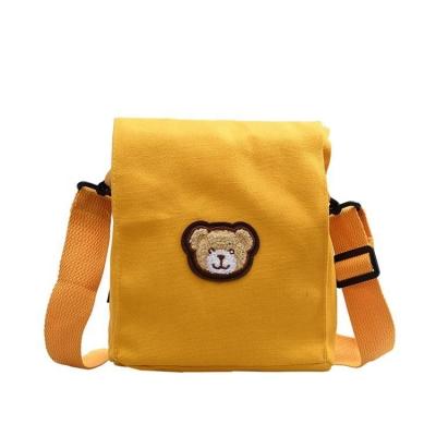 China High quality Japanese and Korean cute canvas bear shoulder bag mobile phone bag buy get one free for sale