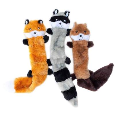 China Sustainable Lean Peltz No Stuff Squeaky Stuffed Dog Toys, Fox, Raccoon, and Squirrel for sale