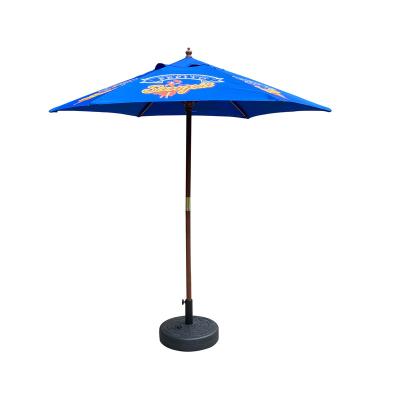 China Modern Outdoor Wooden Sunshade Advertising Wooden Patio Sun Beach Umbrella for sale