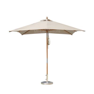 China Modern Outdoor Umbrella Polyester Umbrella Factory Supply Parasol Advertising Wooden Beach Bendable Sun Umbrella for sale