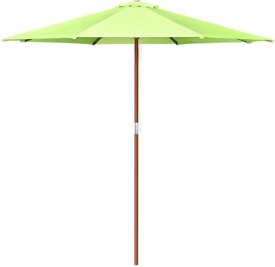 China Modern Premium Wooden Parasol Vintage Cotton Luxury Beach Umbrellas With Tassels for sale