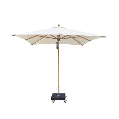 China Customized Solid Wood Wooden Pole Frame Parasol Patio Umbrella Modern Parsale Central Outdoor Garden Beach Beach Umbrella for sale