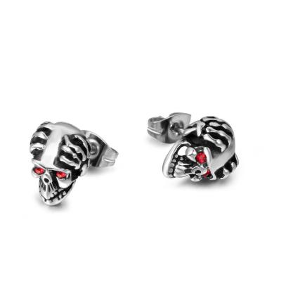 China Jewelry Wholesale Men's Stainless Steel Stud Earrings Personalized Skull Earrings Punk Punk Stud Earrings for sale